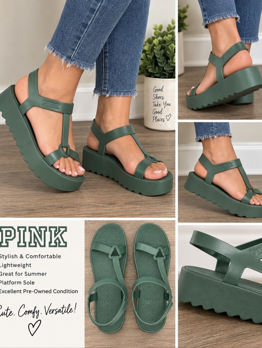 Victoria's Secret Green Platform Sandals